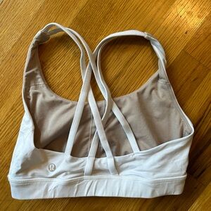 Lululemon White Sports Bra with Strappy back size 4 pads removed